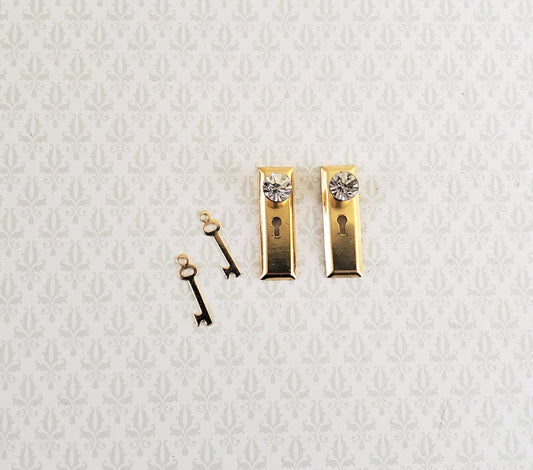 Dollhouse Doorknobs with Crystal Knobs Handles Gold Metal 1:12 Scale Miniature - Miniature Crush