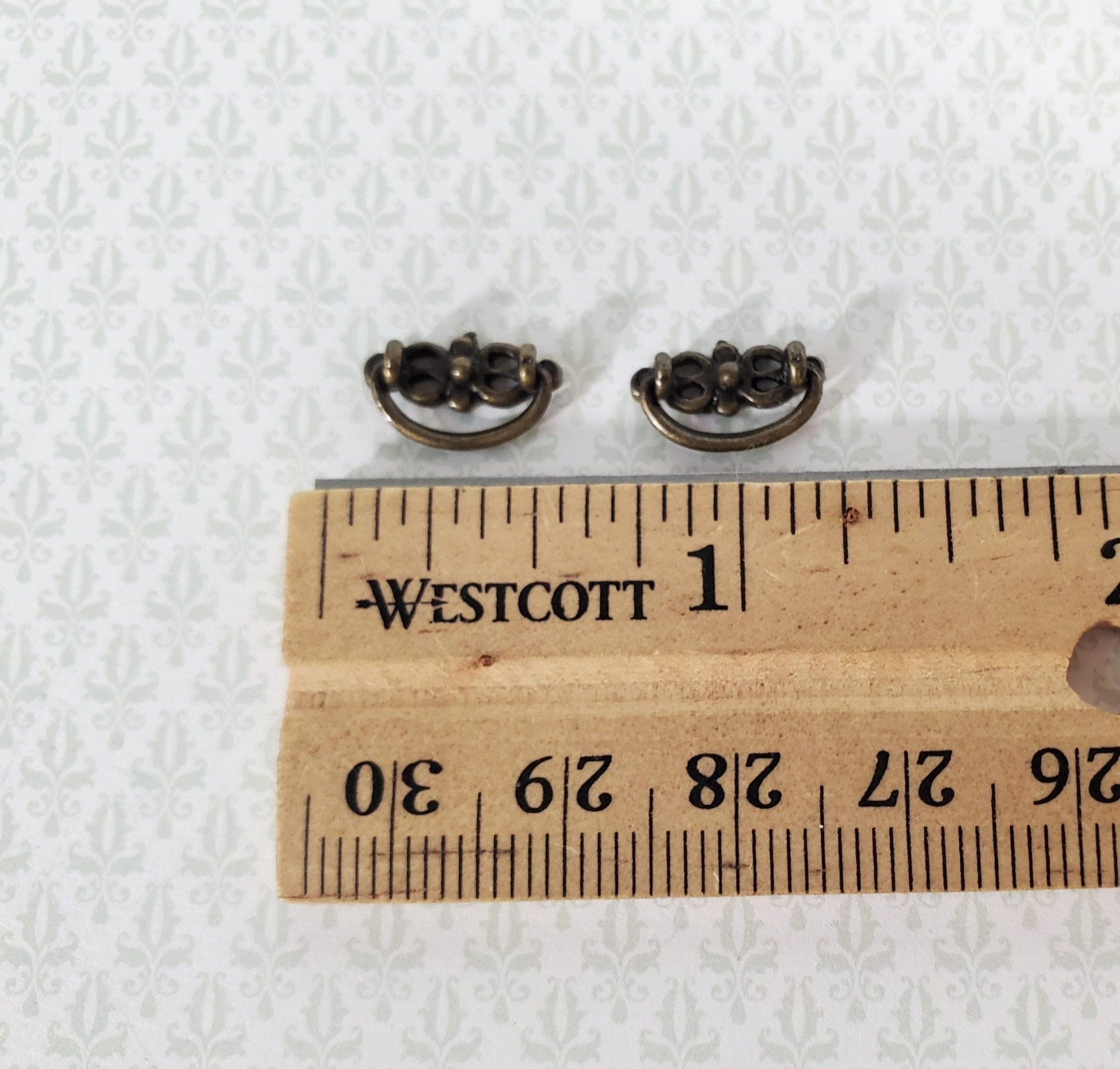 Dollhouse Drawer Pulls Butterfly Drop Handle x2 Antique Bronze Finish 1:12 Scale Miniature S1512 - Miniature Crush