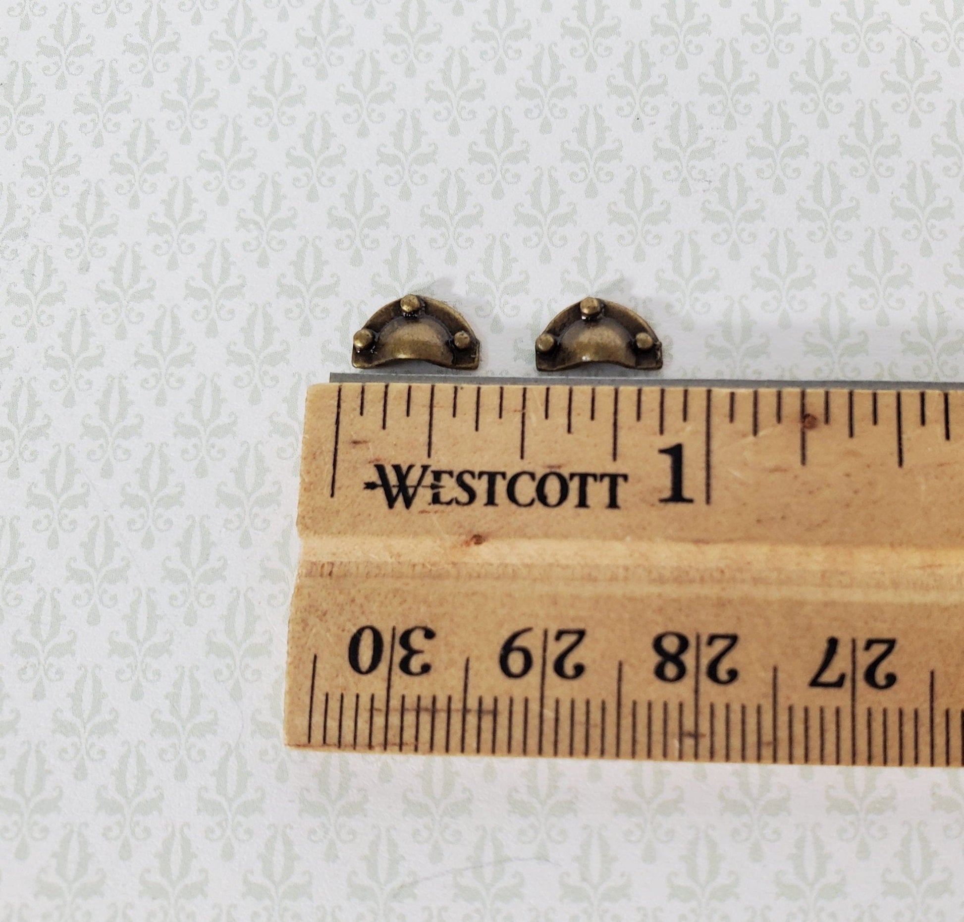 Dollhouse Drawer Pulls Craftsman Cup Style x2 Antique Bronze Finish 1:12 Scale S3024 - Miniature Crush