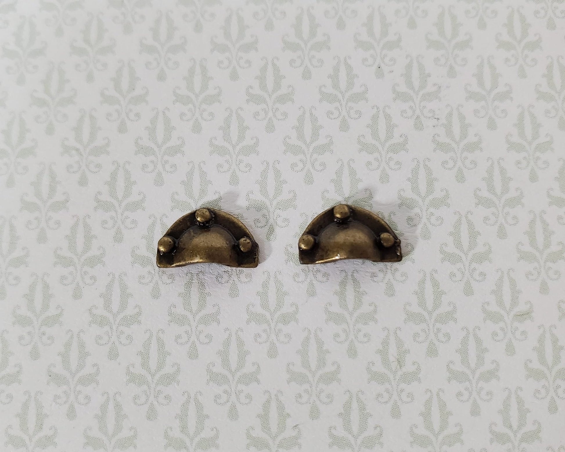 Dollhouse Drawer Pulls Craftsman Cup Style x2 Antique Bronze Finish 1:12 Scale S3024 - Miniature Crush