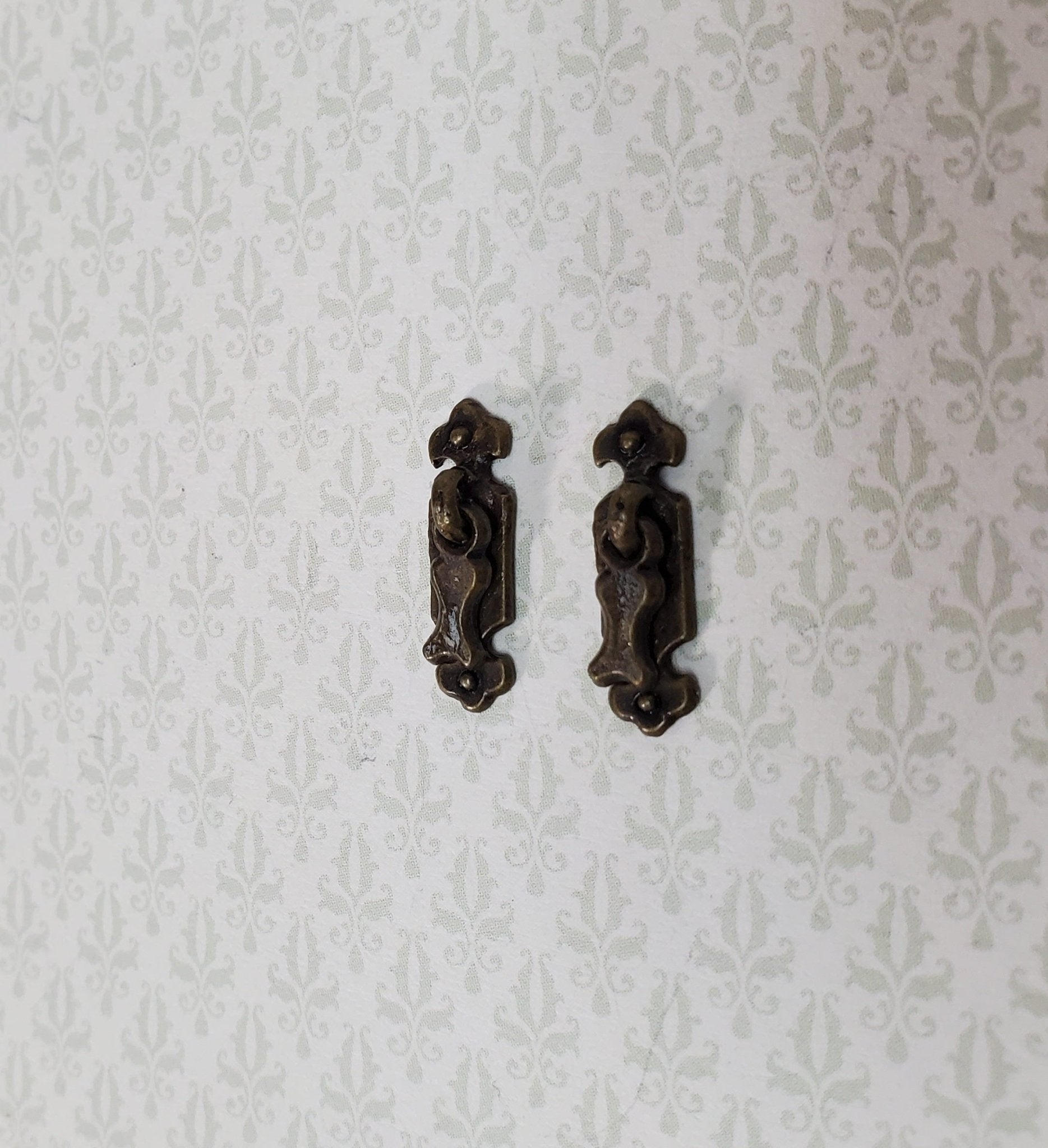 Dollhouse Drawer Pulls Drop Handle x2 1:12 Scale Miniature Antique Bronze S3017 - Miniature Crush