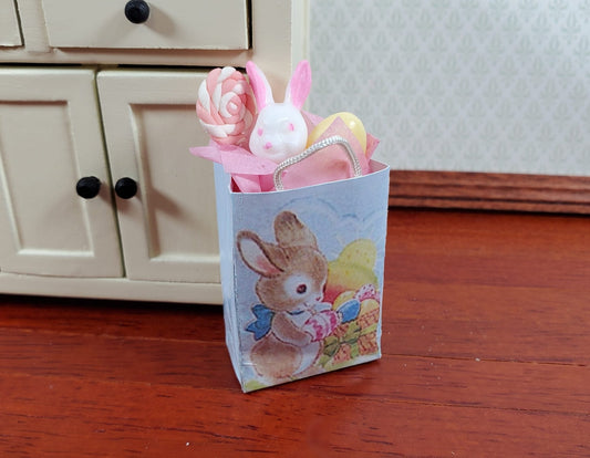 Dollhouse Easter Bunny Holiday Shopping Bag Filled 1:12 Scale Miniature - Miniature Crush