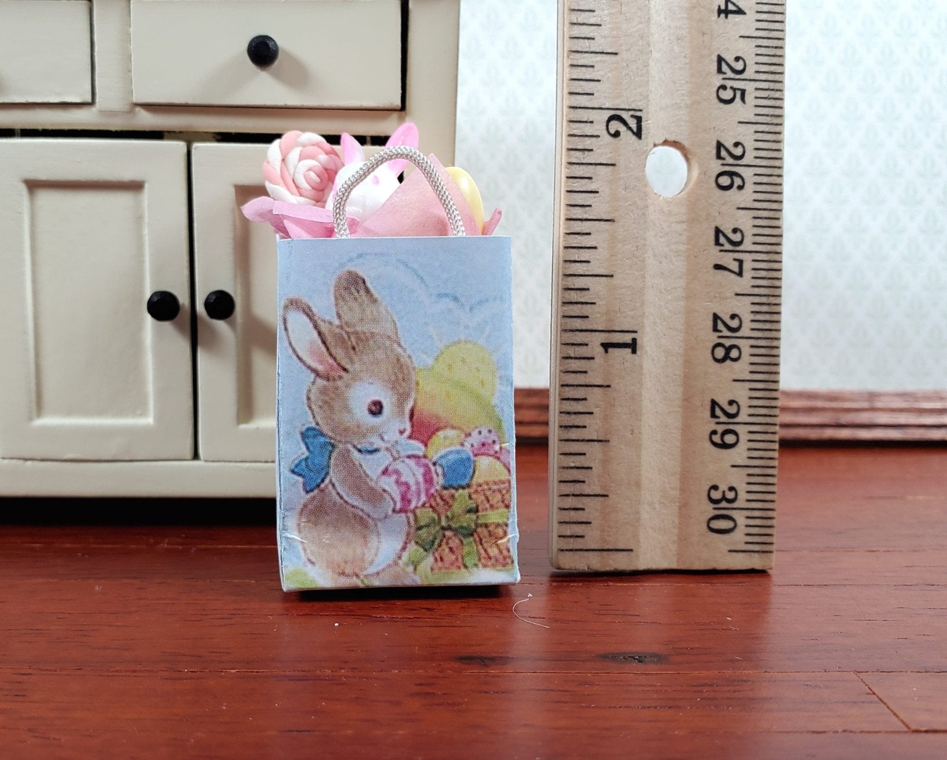 Dollhouse Easter Bunny Holiday Shopping Bag Filled 1:12 Scale Miniature - Miniature Crush