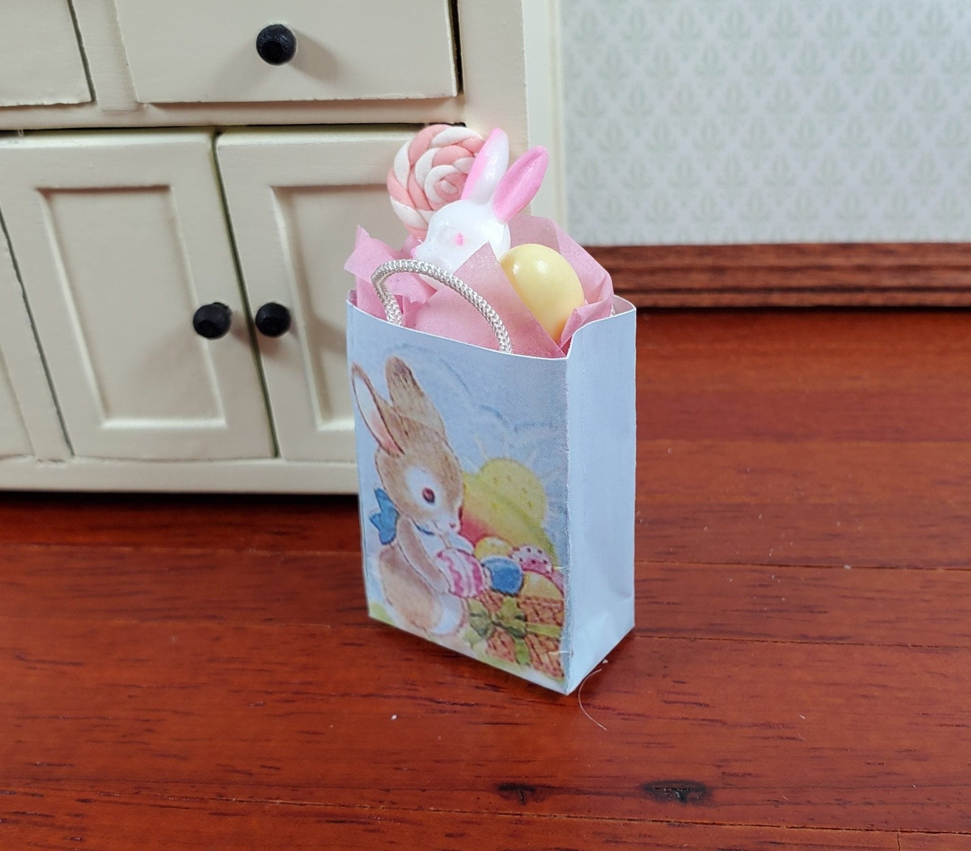 Dollhouse Easter Bunny Holiday Shopping Bag Filled 1:12 Scale Miniature - Miniature Crush