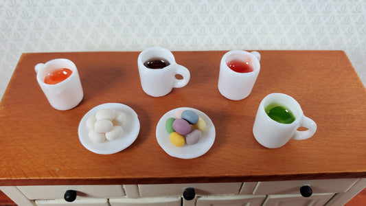 Dollhouse Easter Egg Dyeing Set with Mugs with "Dye" 1:12 Scale Miniatures - Miniature Crush