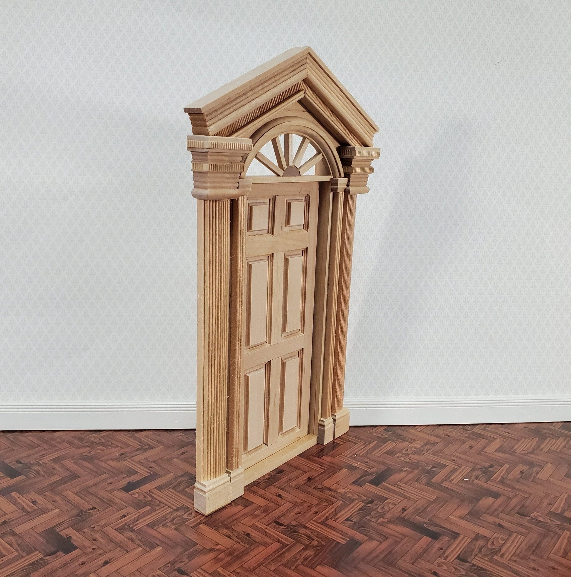 Dollhouse Exterior Door Large Fancy with Columns 1:12 Scale Miniature Fairy Door - Miniature Crush