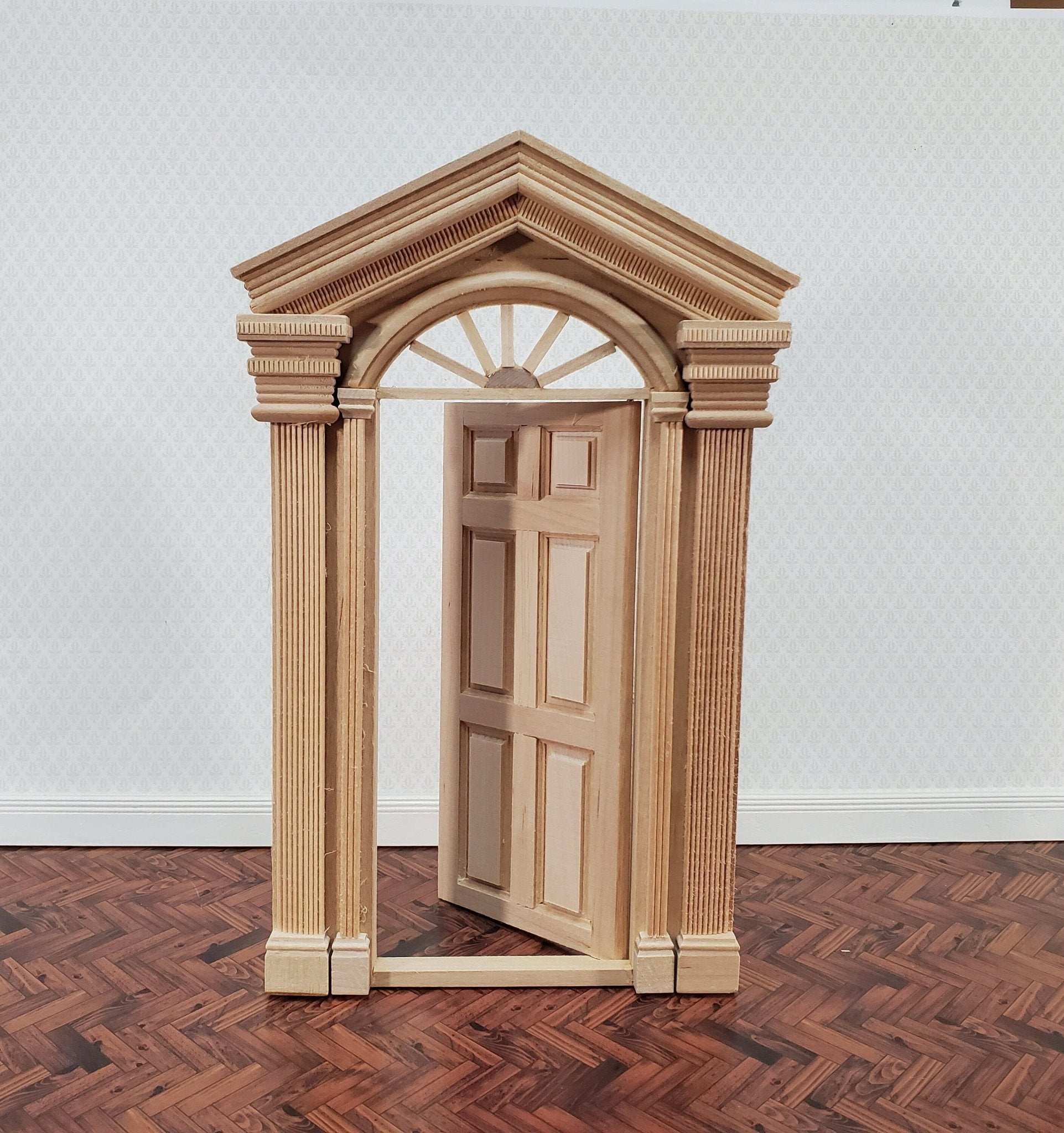 Dollhouse Exterior Door Large Fancy with Columns 1:12 Scale Miniature Fairy Door - Miniature Crush