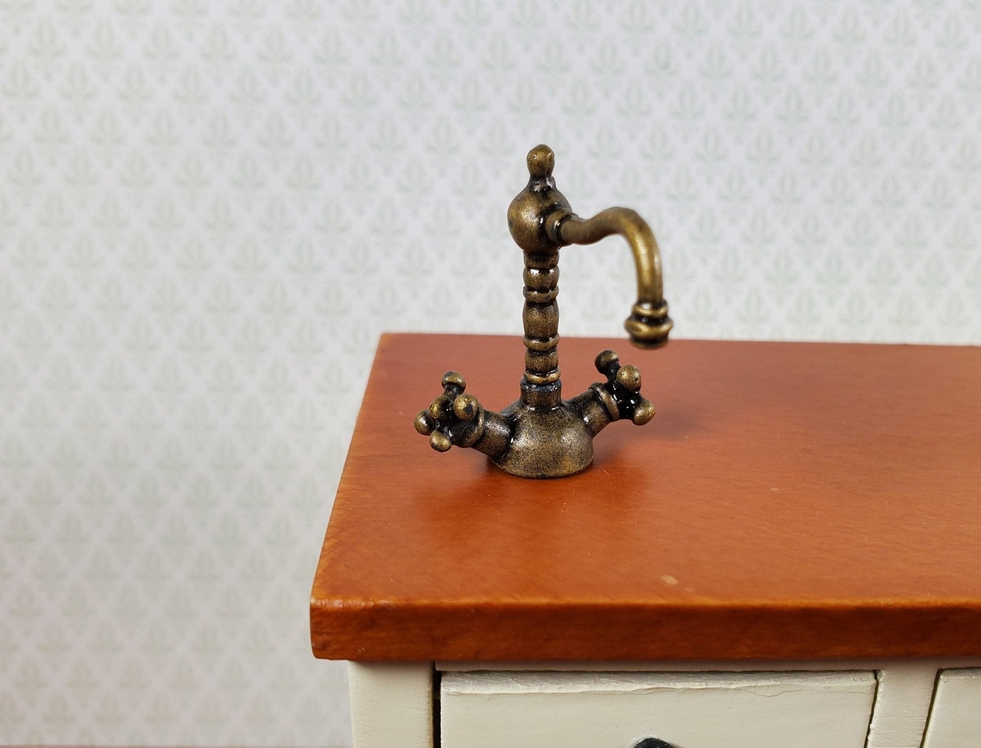 Dollhouse Faucet Tap Kitchen Bathroom Sink 1:12 Scale Miniature Antique Bronze - Miniature Crush