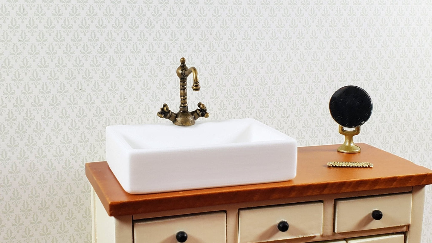Dollhouse Faucet Tap Kitchen Bathroom Sink 1:12 Scale Miniature Antique Bronze - Miniature Crush