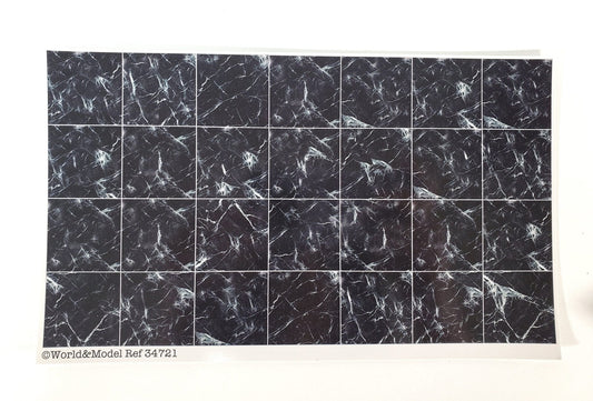 Dollhouse Faux Black Marble Tile Floor Card 1:12 Scale Miniature World Model - Miniature Crush
