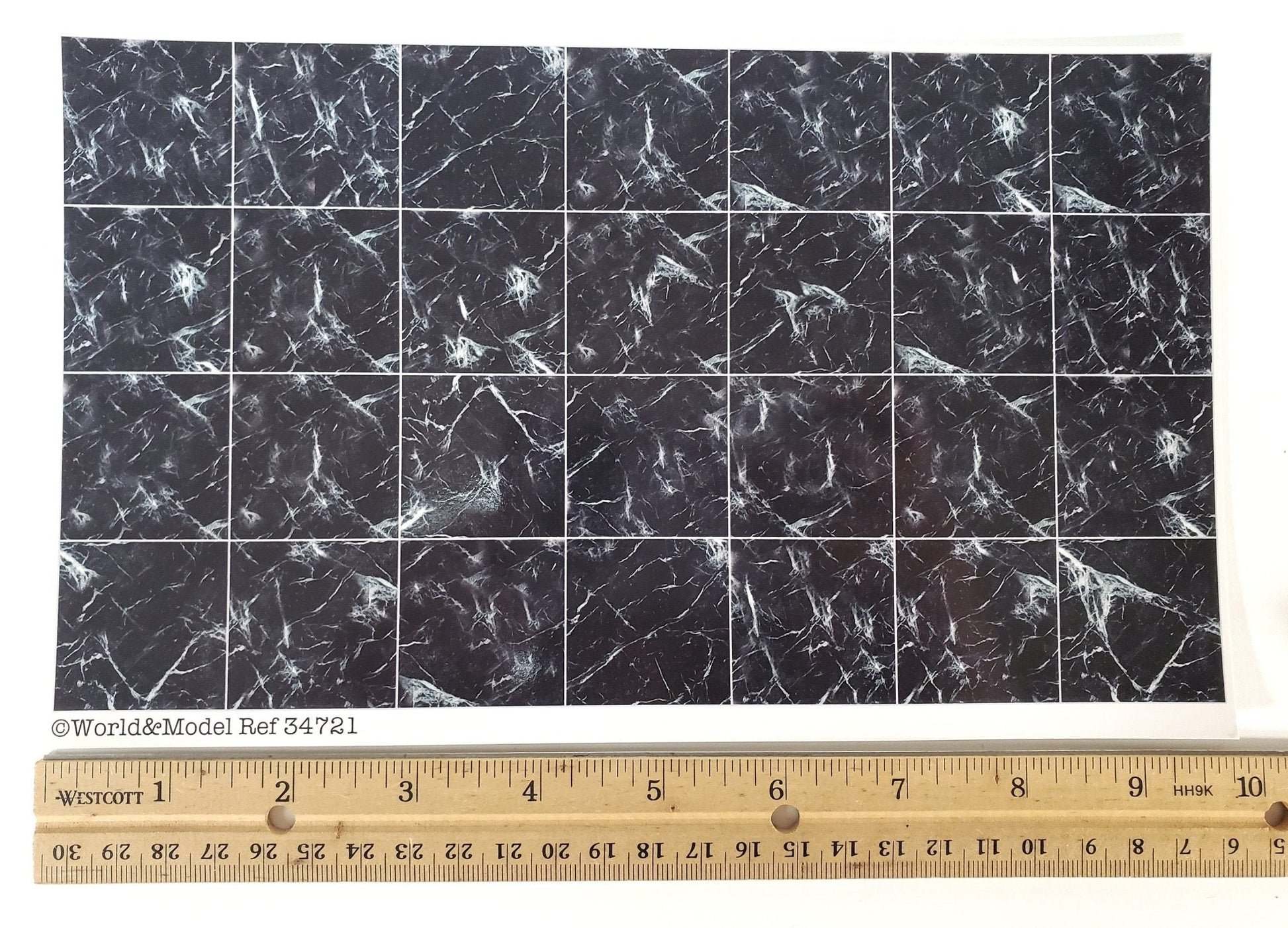 Dollhouse Faux Black Marble Tile Floor Card 1:12 Scale Miniature World Model - Miniature Crush