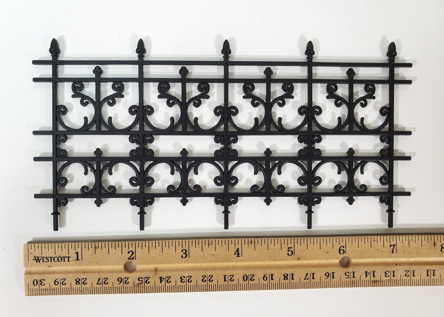 Dollhouse Fence Railing Black Victorian Georgian Style 1:12 Scale 3 5/8" Tall - Miniature Crush