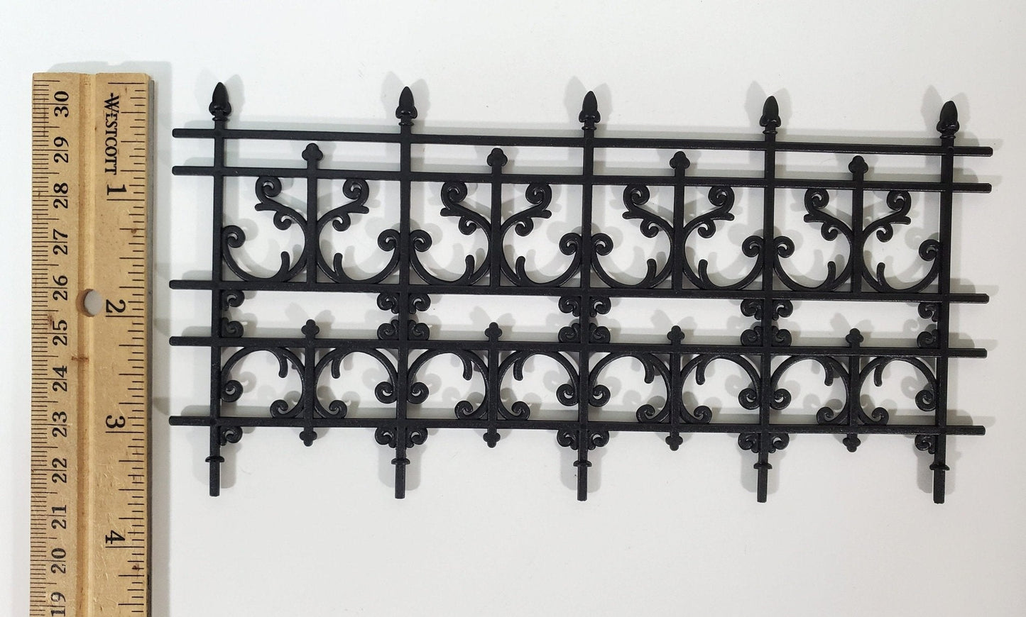 Dollhouse Fence Railing Black Victorian Georgian Style 1:12 Scale 3 5/8" Tall - Miniature Crush