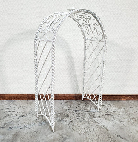 Dollhouse Garden Arbor Trellis Arch for Flowers White Metal 1:12 Scale Miniature Decor - Miniature Crush