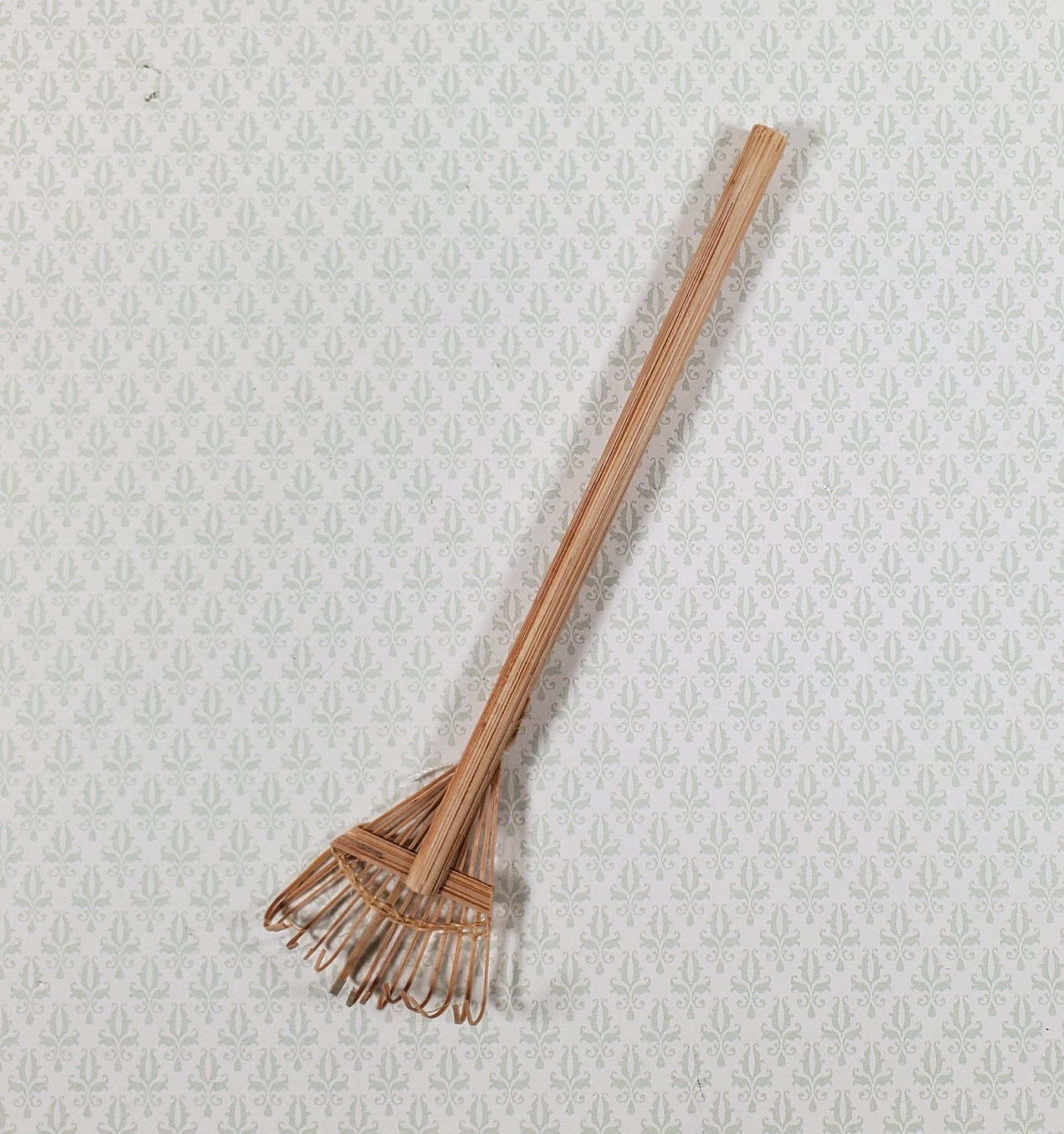 Dollhouse Garden Leaf Rake Bamboo 1:12 Scale Miniature Garden Tool - Miniature Crush