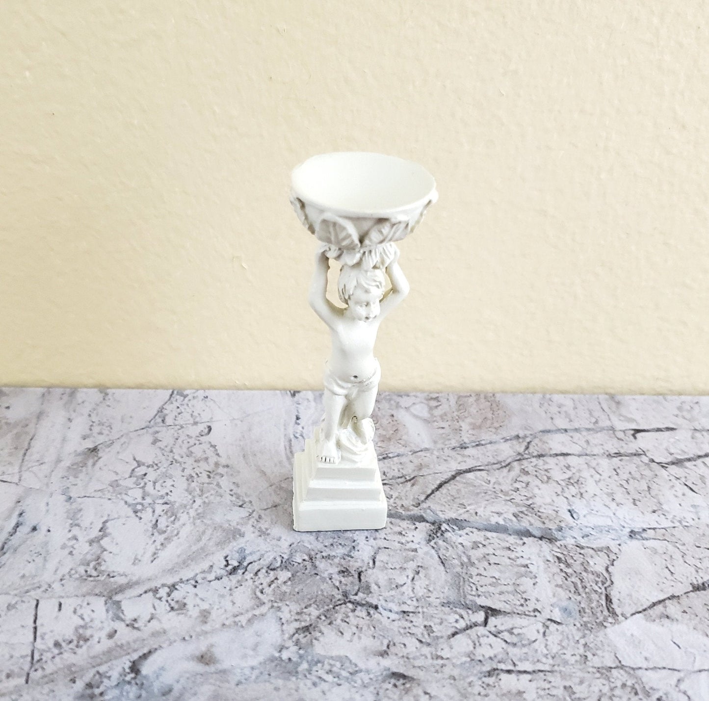 Dollhouse Garden Pedestal Child with Planter Cast Resin 1:12 Scale Miniature Ivory - Miniature Crush