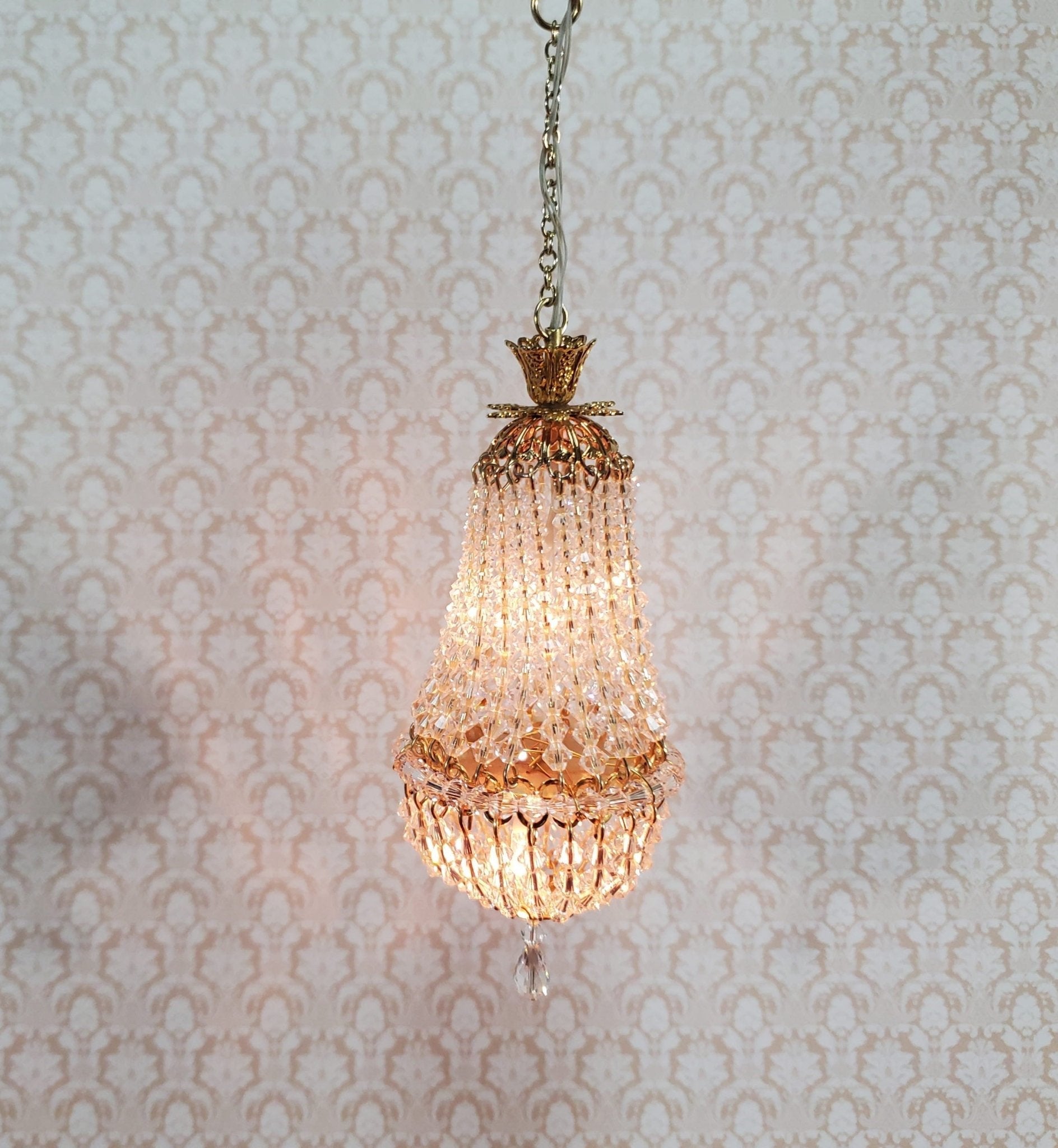 Dollhouse Grand Chandelier "Chloe" Real Glass Crystals 12 Volt 1:12 Scale Miniature - Miniature Crush