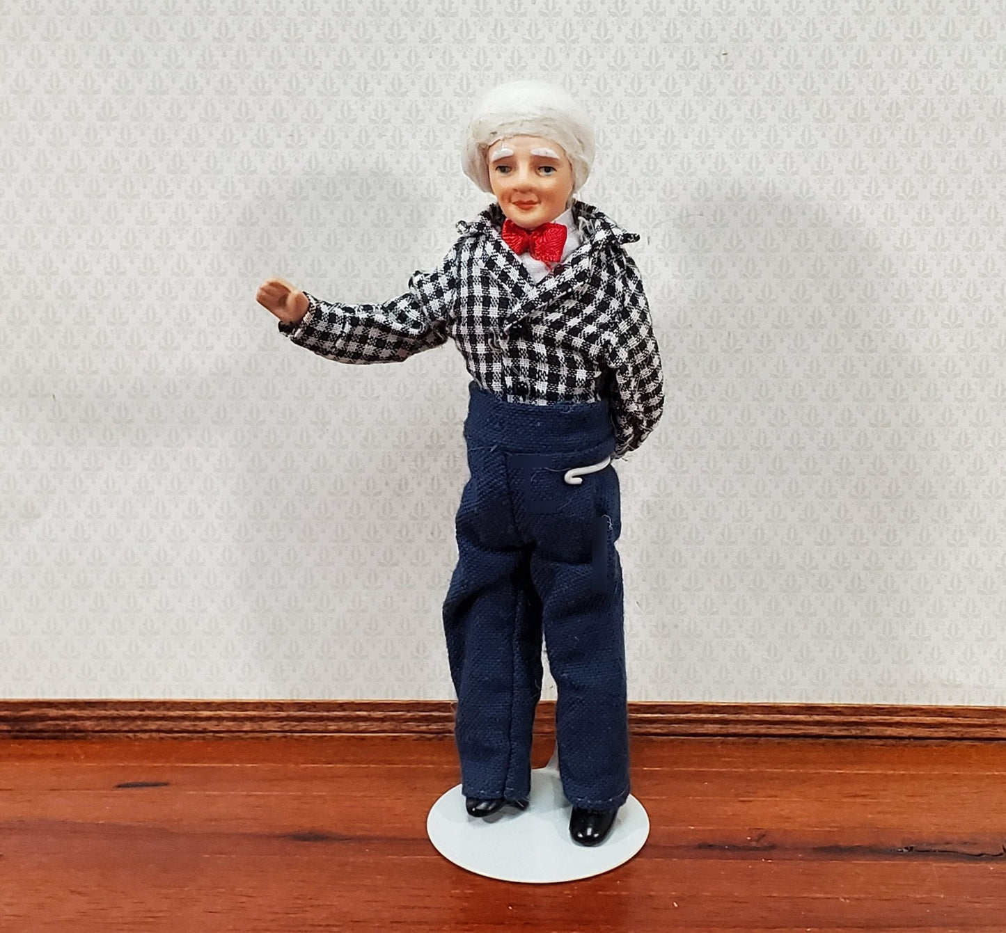Dollhouse Grandpa Grandfather Porcelain Doll Poseable 1:12 Scale Miniature People - Miniature Crush