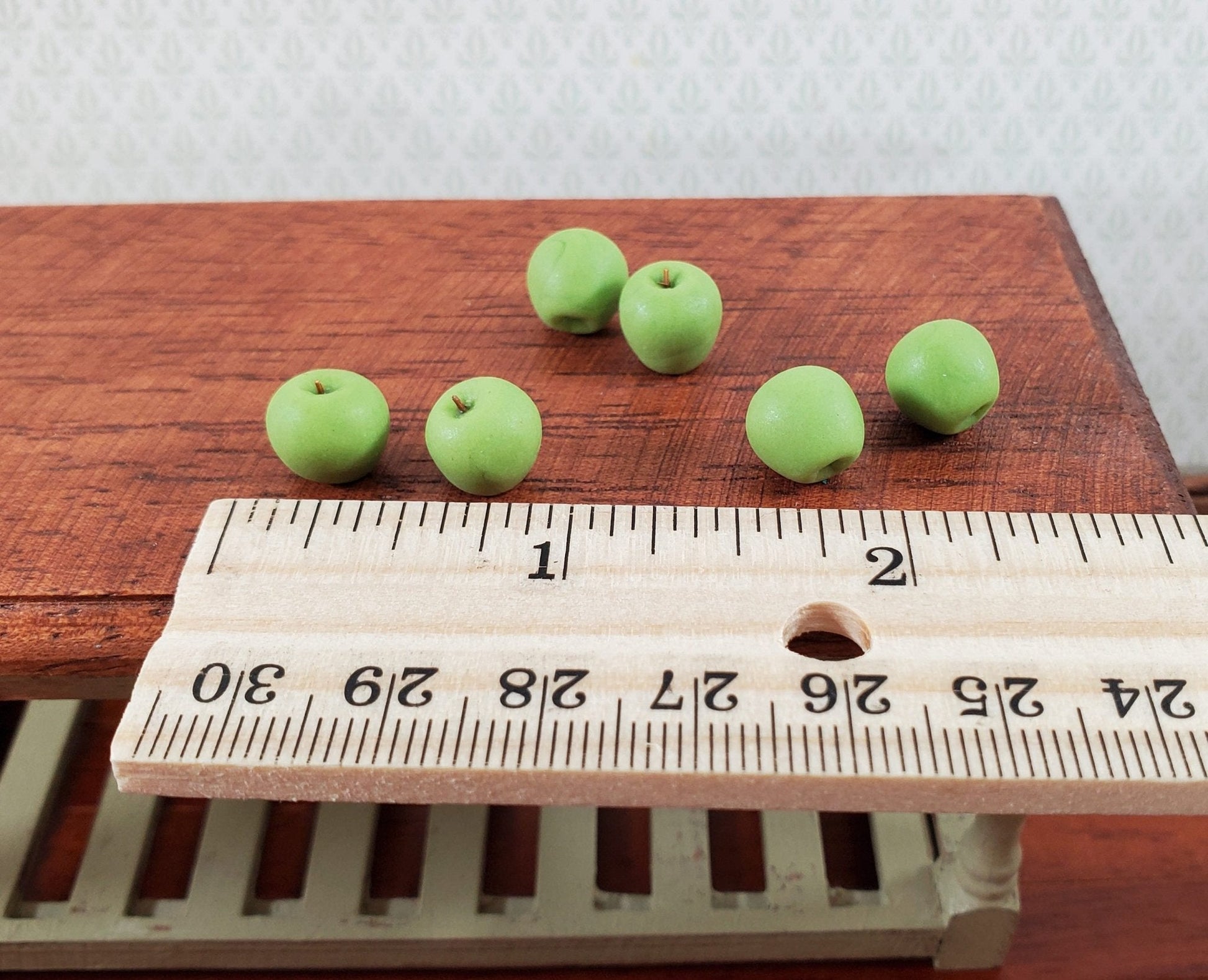 Dollhouse Green Apples Set of 6 1:12 Scale Miniatures Kitchen Food Fruits - Miniature Crush