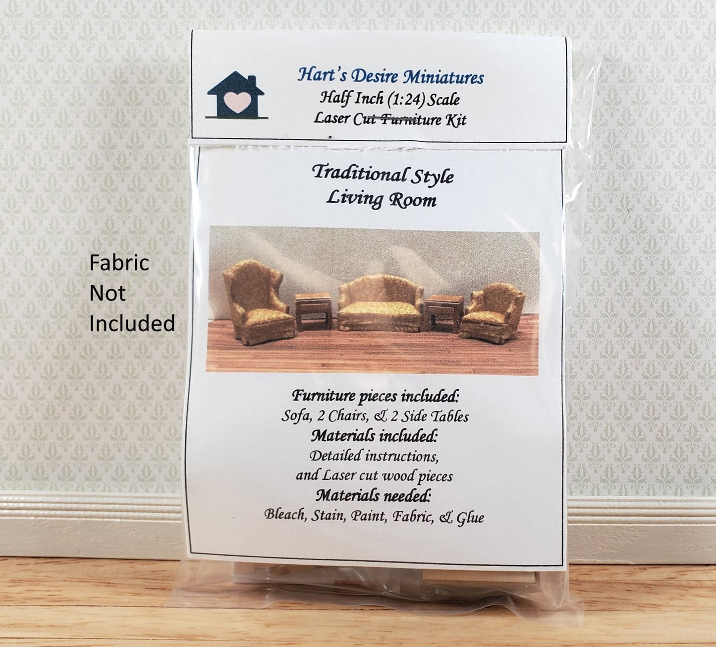 Dollhouse HALF SCALE Furniture KIT DIY Living Room Set Traditional 1:24 Sofa + - Miniature Crush