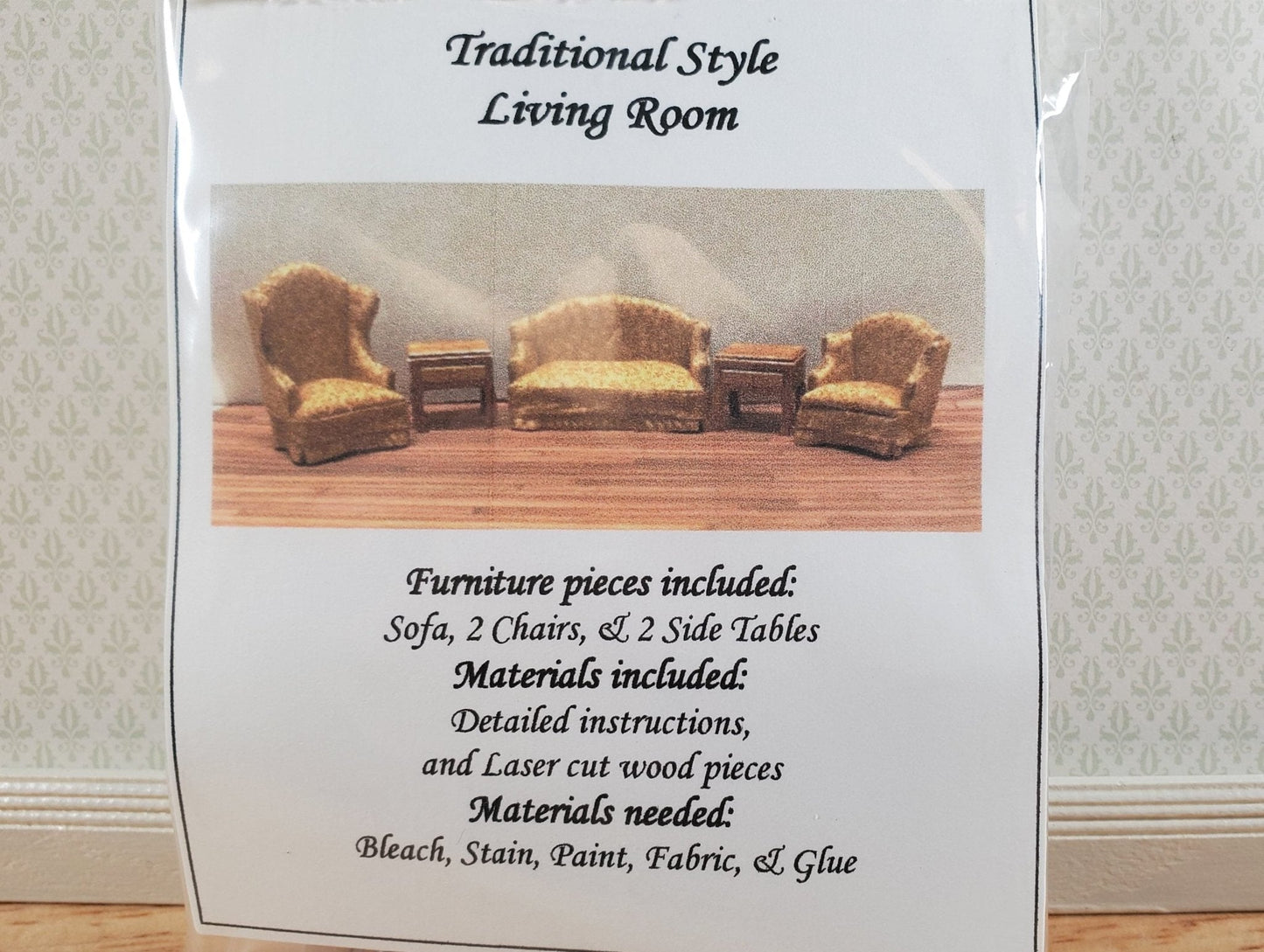 Dollhouse HALF SCALE Furniture KIT DIY Living Room Set Traditional 1:24 Sofa + - Miniature Crush