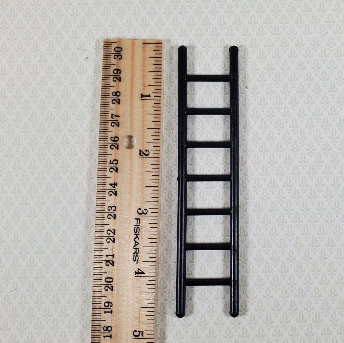 Dollhouse HALF SCALE Ladder 4 11/16 Tall Black Wood 1:24 Miniature Miniature - Miniature Crush