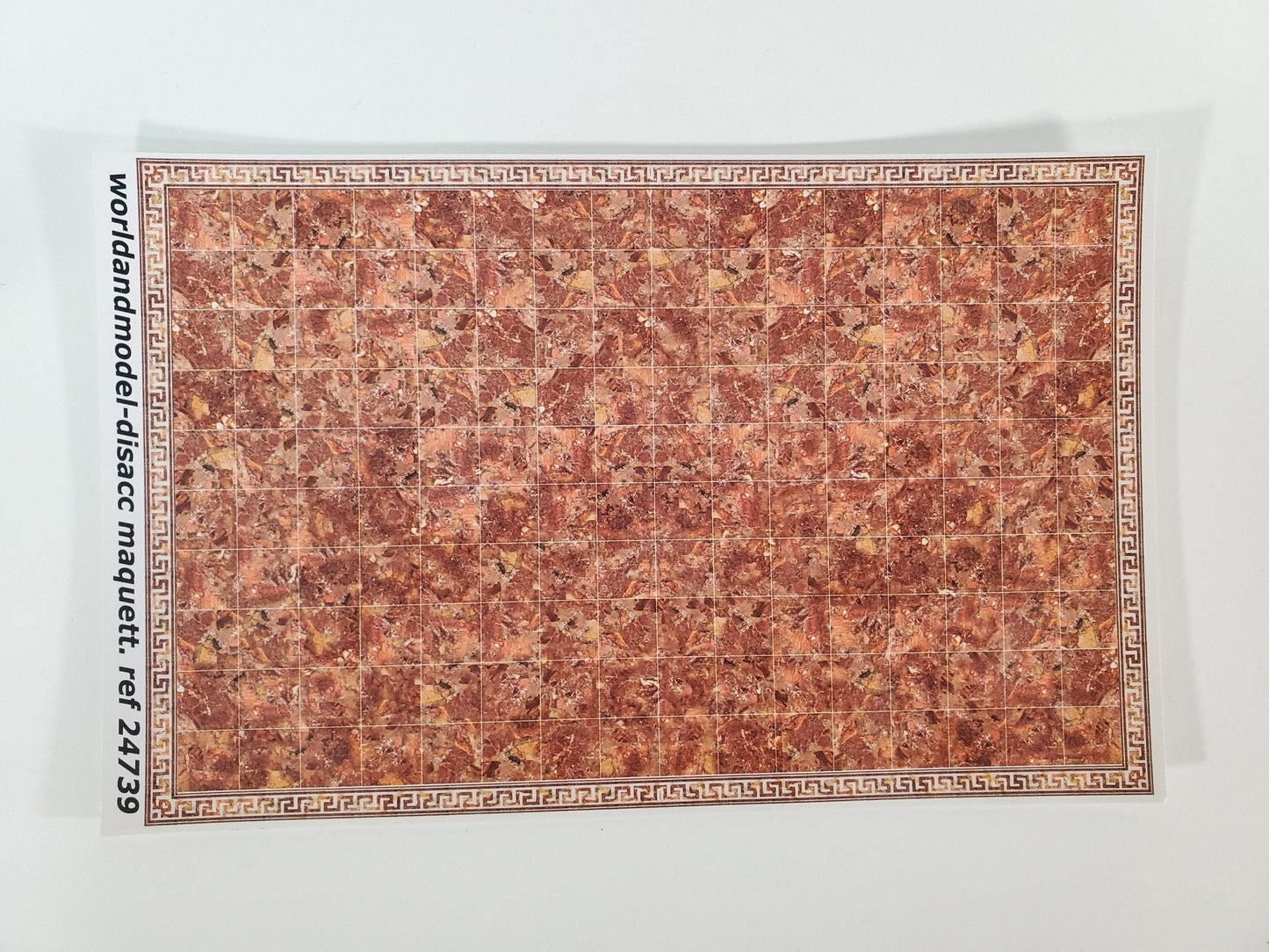 Dollhouse HALF SCALE Marble Tile Sheet with Border Rusty Salmon Floor 1:24 World Model - Miniature Crush