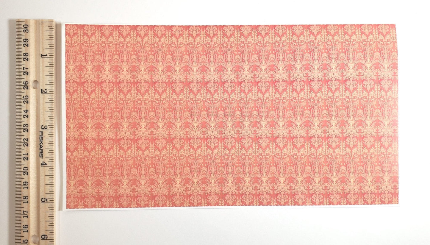 Dollhouse HALF SCALE Victorian Wallpaper Pink Salmon 1 Sheet World Model 1:24 - Miniature Crush