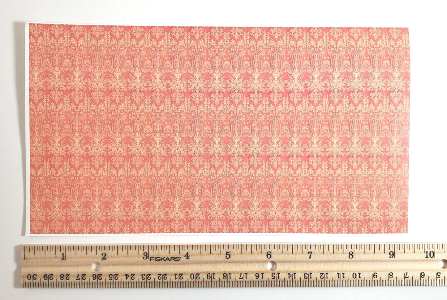 Dollhouse HALF SCALE Victorian Wallpaper Pink Salmon 1 Sheet World Model 1:24 - Miniature Crush
