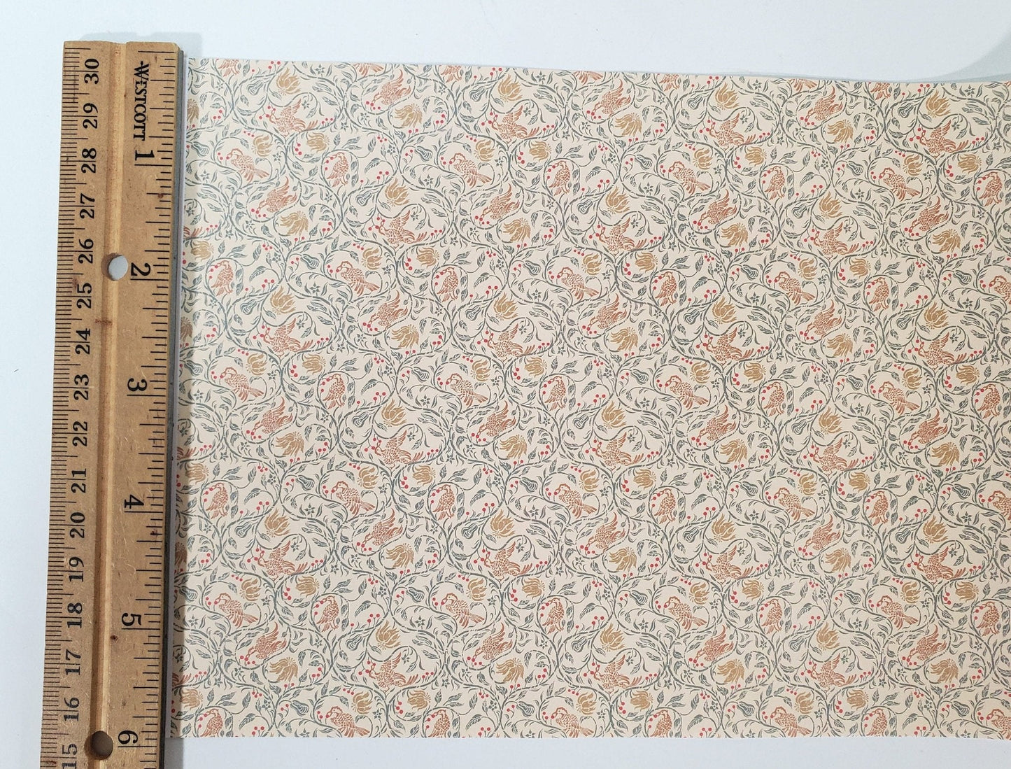 Dollhouse HALF SCALE Wallpaper 3 Sheets "Birds & Berries" 1:24 Scale Victorian or Art Nouveau - Miniature Crush