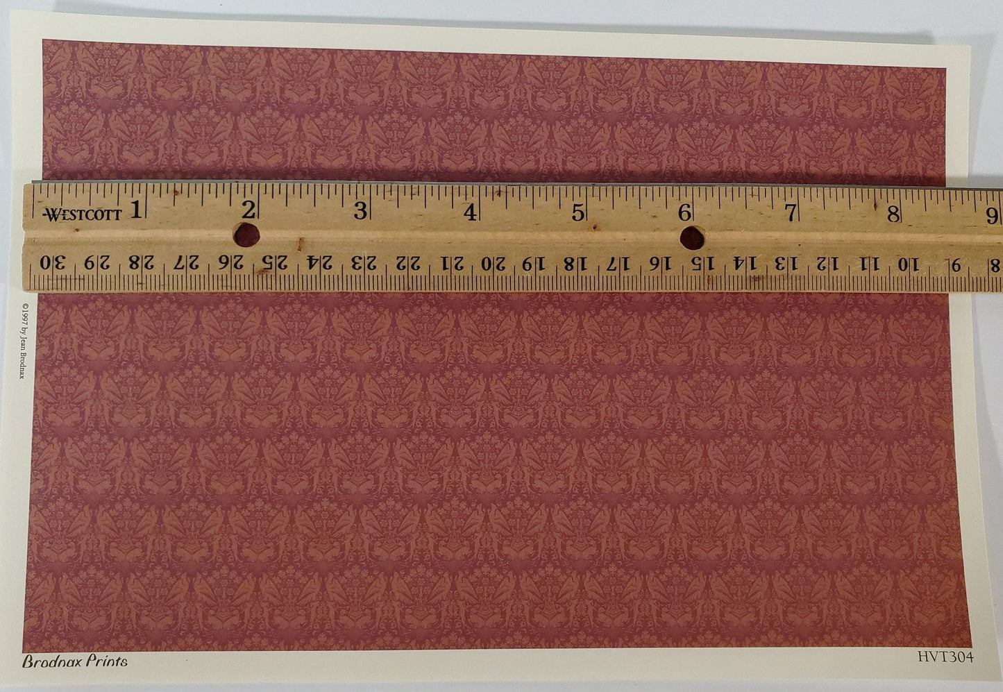 Dollhouse HALF SCALE Wallpaper 3 Sheets Dark Burgundy "Peregrine" 1:24 Scale - Miniature Crush