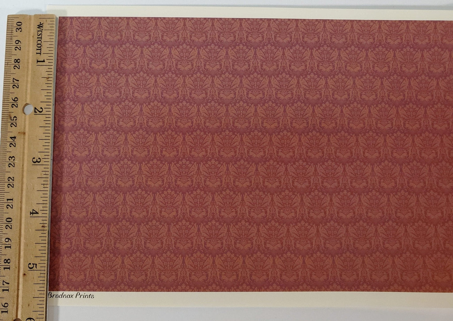 Dollhouse HALF SCALE Wallpaper 3 Sheets Dark Burgundy "Peregrine" 1:24 Scale - Miniature Crush