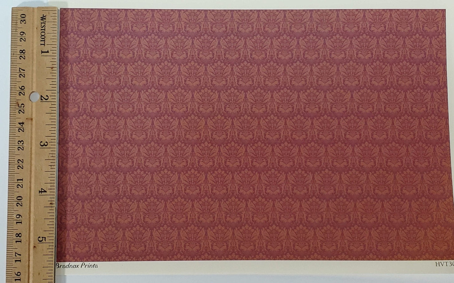 Dollhouse HALF SCALE Wallpaper 3 Sheets Dark Burgundy "Peregrine" 1:24 Scale - Miniature Crush