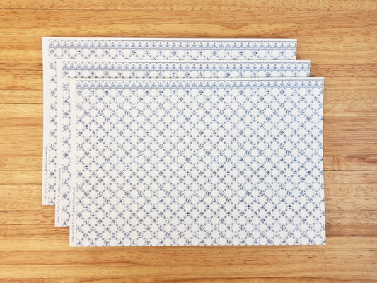 Dollhouse HALF SCALE Wallpaper 3 Sheets Dutch Delft Blue 1:24 Scale Miniature - Miniature Crush