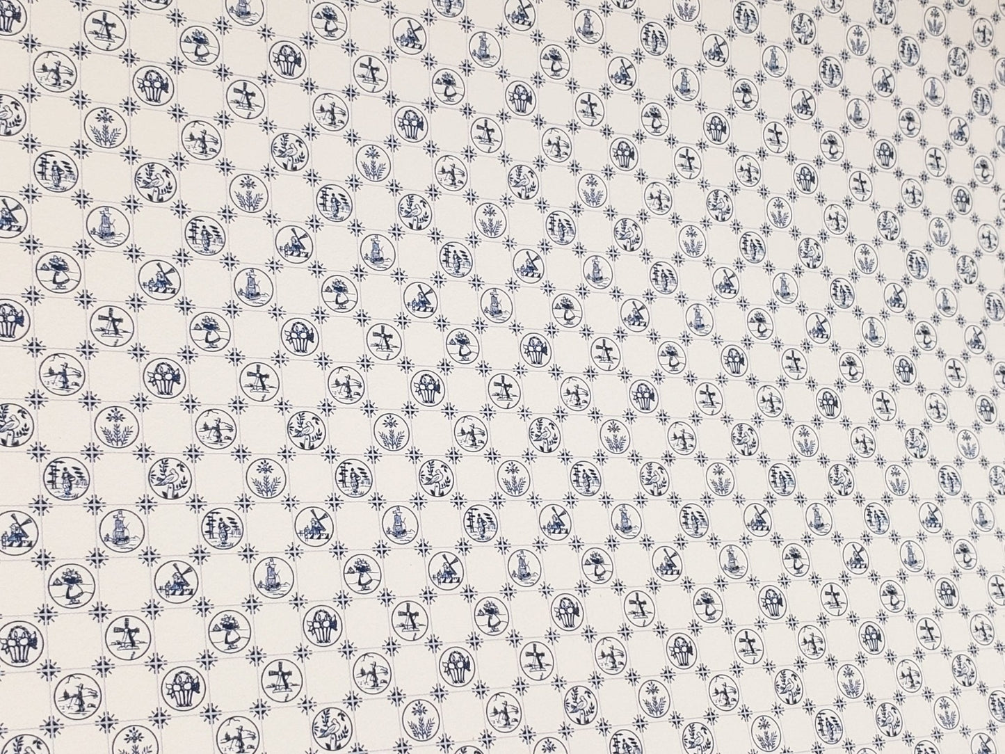 Dollhouse HALF SCALE Wallpaper 3 Sheets Dutch Delft Blue 1:24 Scale Miniature - Miniature Crush