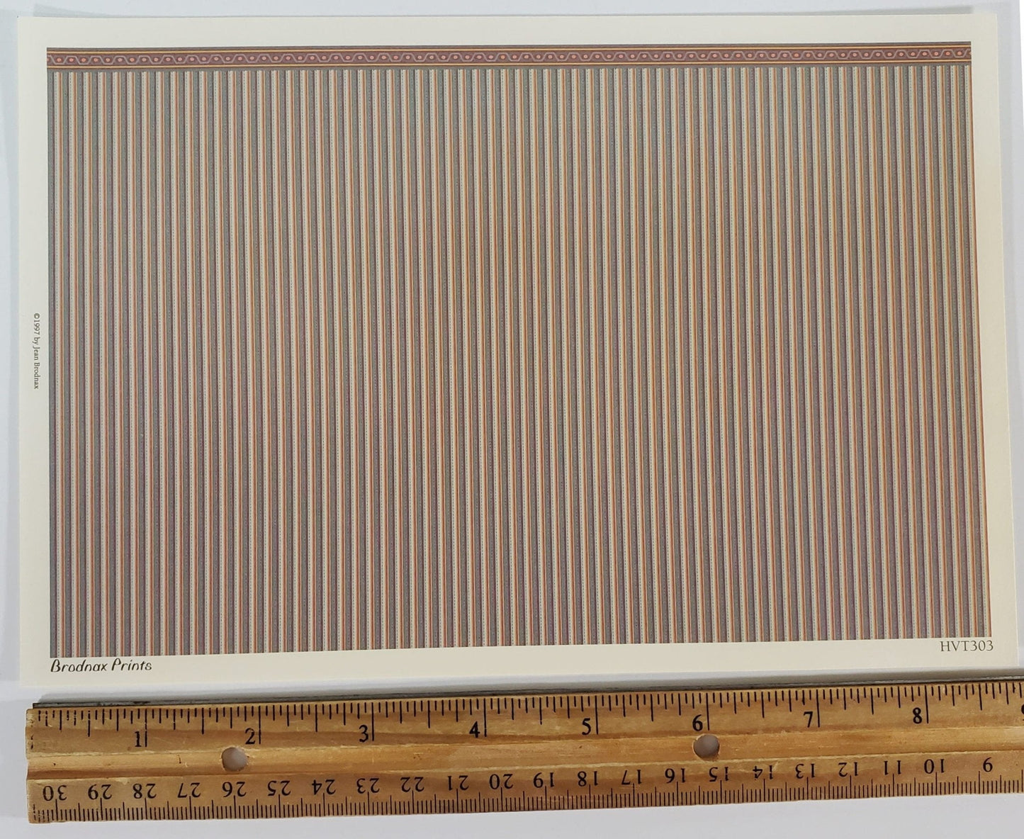 Dollhouse HALF SCALE Wallpaper 3 Sheets Striped Browns Blues "Patina" 1:24 Scale - Miniature Crush