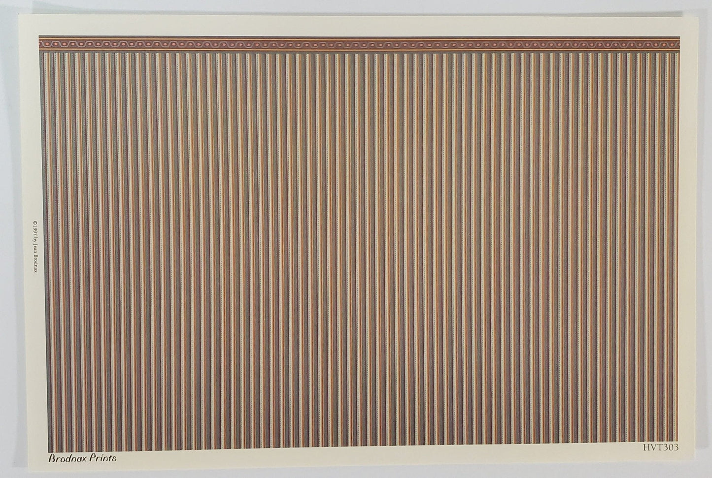 Dollhouse HALF SCALE Wallpaper 3 Sheets Striped Browns Blues "Patina" 1:24 Scale - Miniature Crush