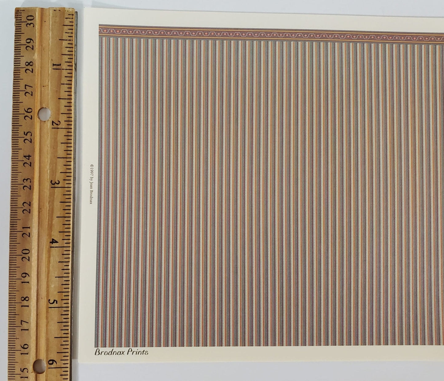 Dollhouse HALF SCALE Wallpaper 3 Sheets Striped Browns Blues "Patina" 1:24 Scale - Miniature Crush