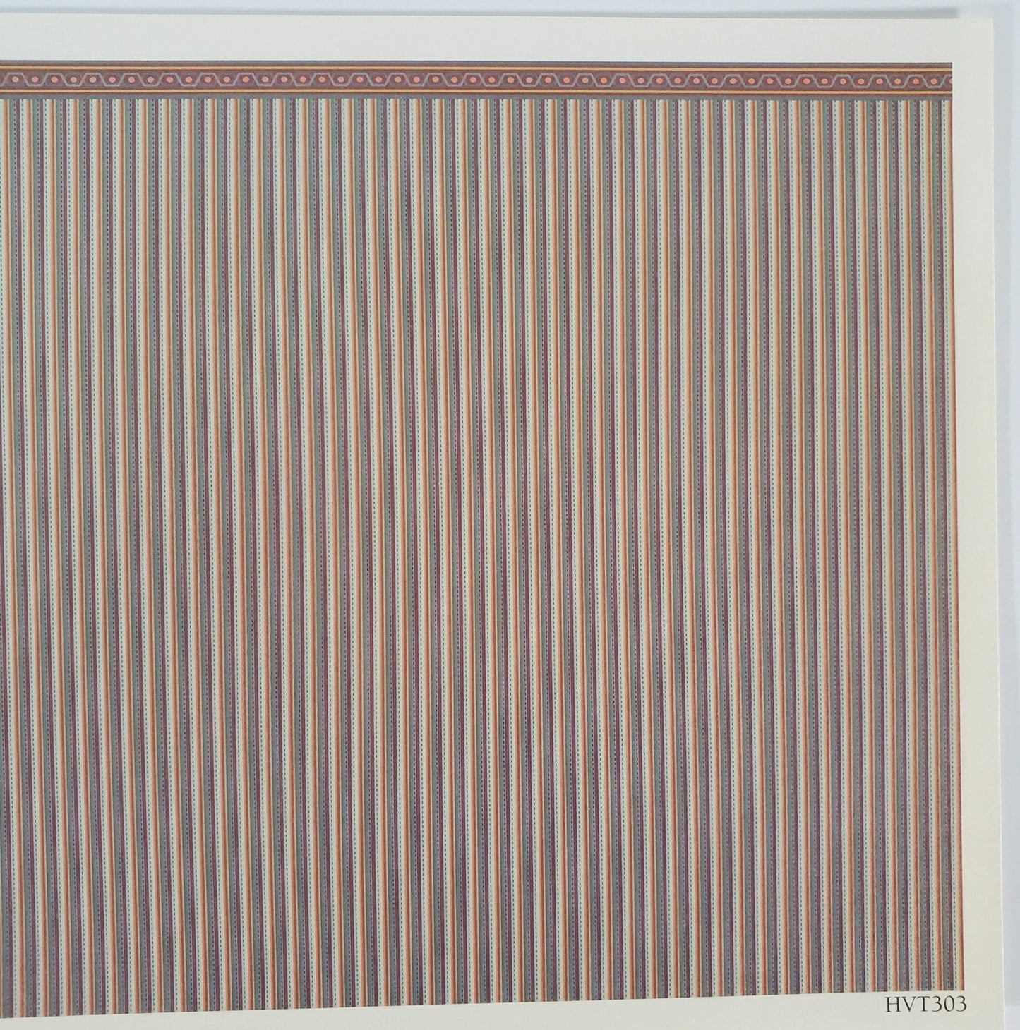 Dollhouse HALF SCALE Wallpaper 3 Sheets Striped Browns Blues "Patina" 1:24 Scale - Miniature Crush