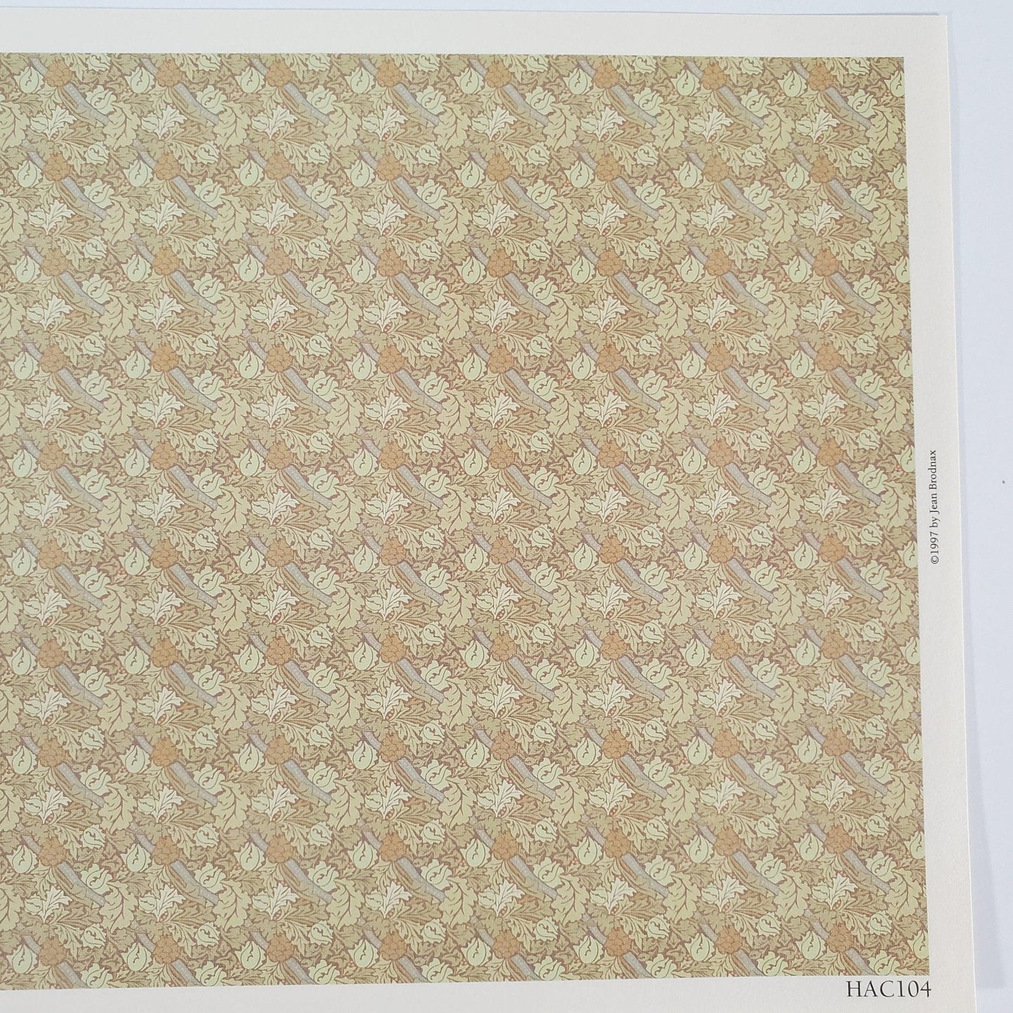 Dollhouse HALF SCALE Wallpaper 3 Sheets Victorian Arts & Crafts Green Leaves "Sissinghurst" 1:24 Scale - Miniature Crush