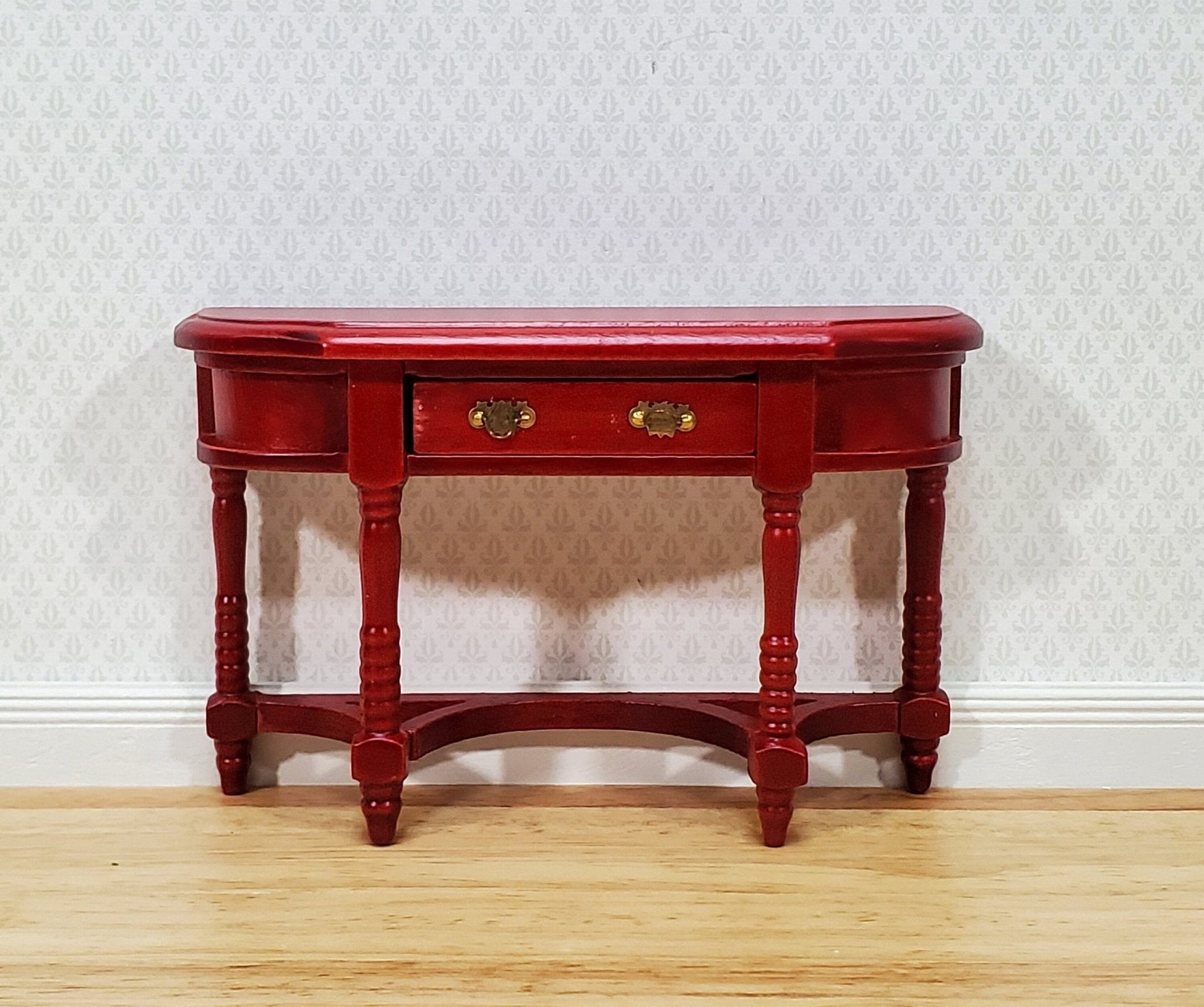 Dollhouse Hall or Side Table with Drawer Wood Mahogany Finish 1:12 Scale Miniature Furniture - Miniature Crush