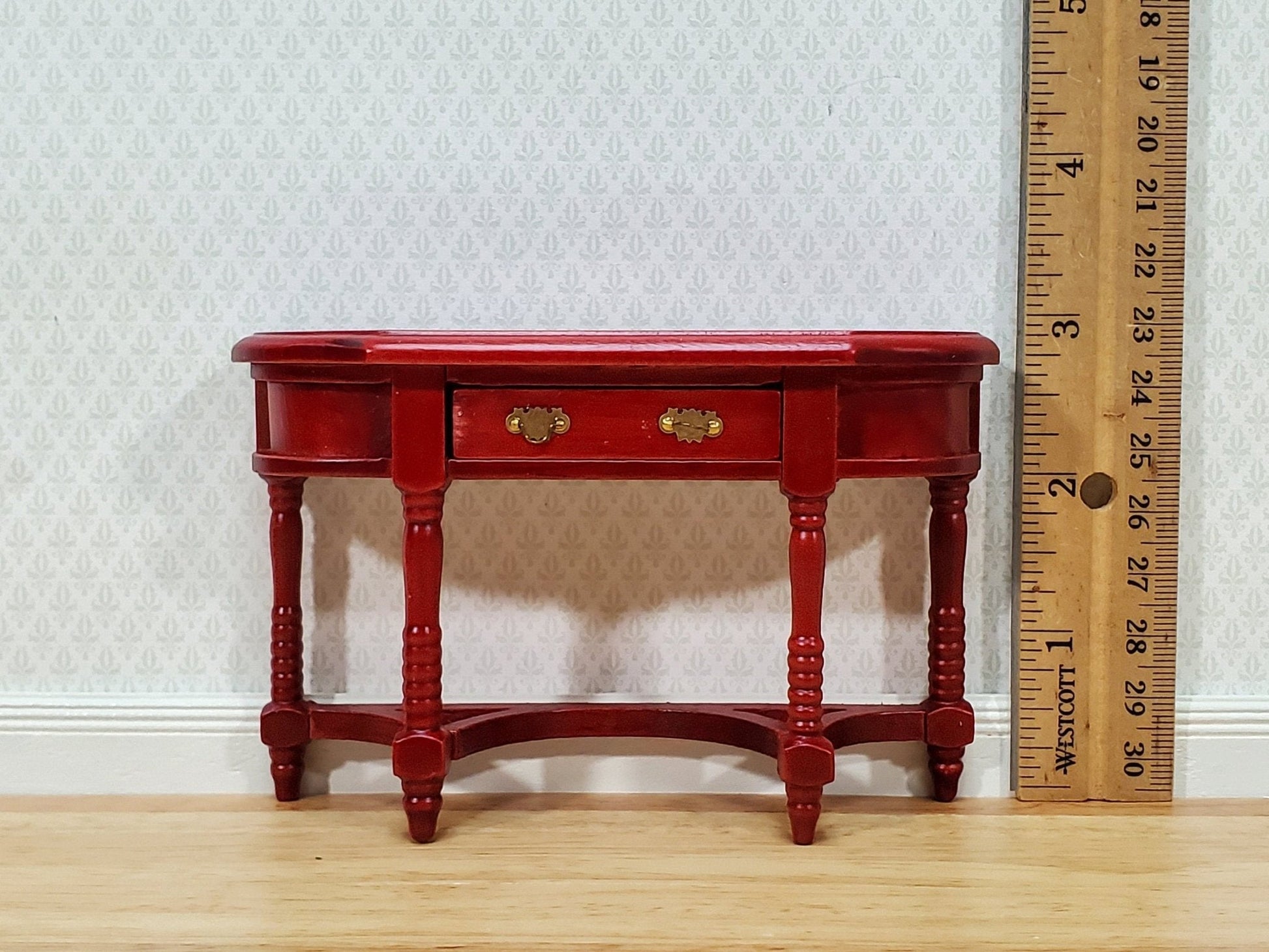 Dollhouse Hall or Side Table with Drawer Wood Mahogany Finish 1:12 Scale Miniature Furniture - Miniature Crush
