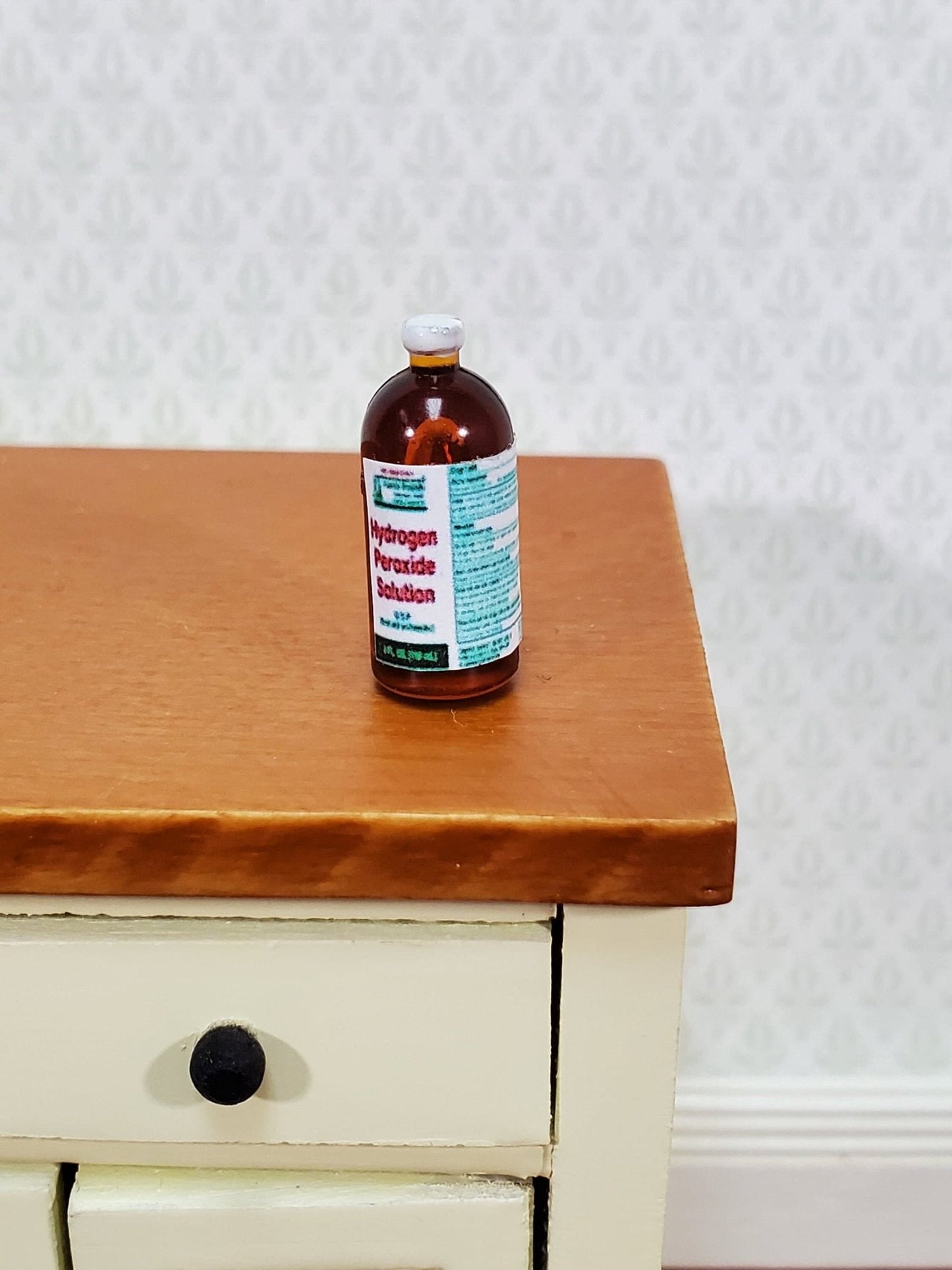 Dollhouse Hydrogen Peroxide Bottle Large Modern Style 1:12 Scale Miniature Medicine - Miniature Crush