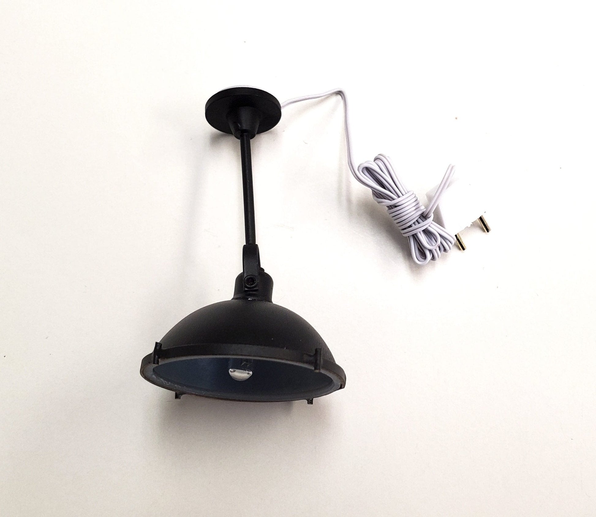Dollhouse Industrial Black Ceiling Light 12 Volt with Plug 1:12 Scale Miniature - Miniature Crush