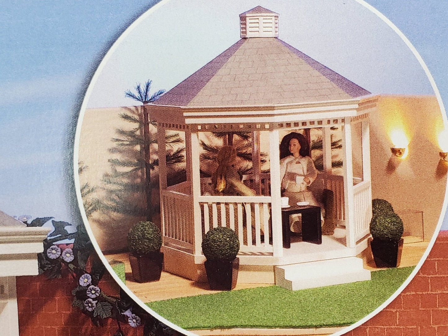 Dollhouse KIT Gazebo Patio Deck with Railings Wood DIY 1:12 Scale Miniature - Miniature Crush