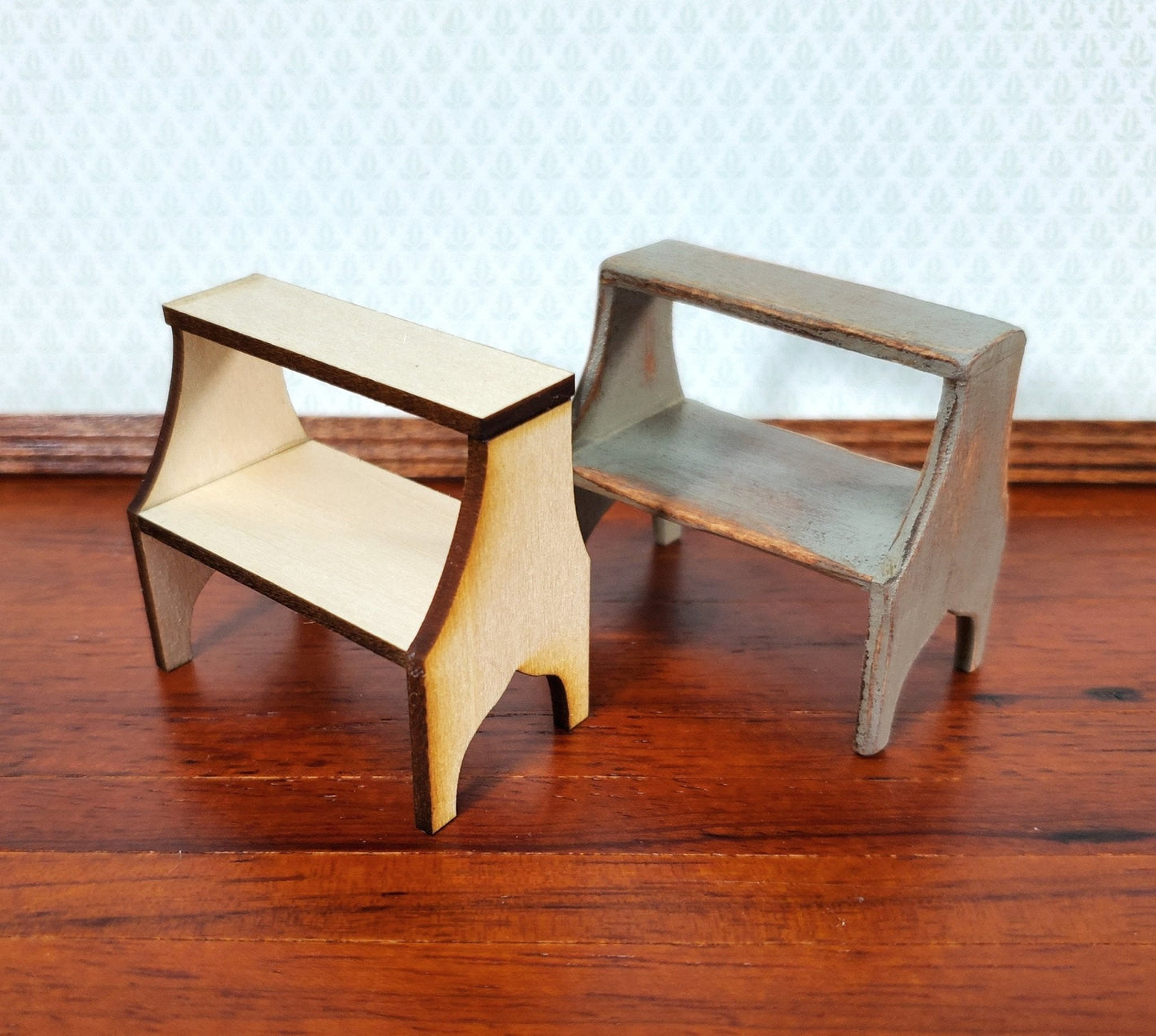 Dollhouse KIT Large Step Stool Library or Bed Steps 1:12 Scale Easy to Assemble - Miniature Crush