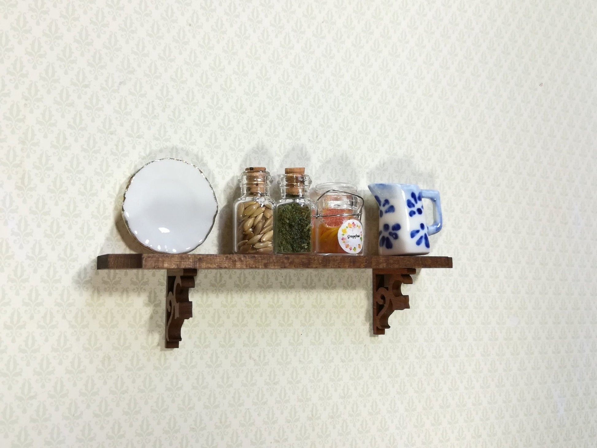 Dollhouse KIT Long Shelf 4" with Decorative Brackets 1:12 Scale Miniature DIY - Miniature Crush