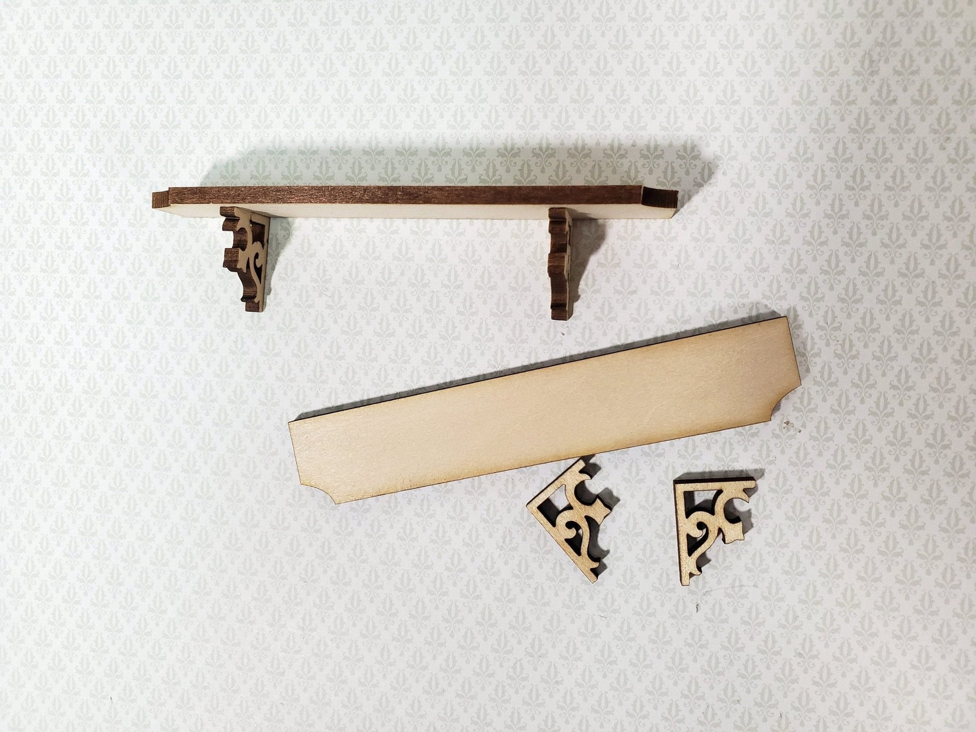 Dollhouse KIT Long Shelf 4" with Decorative Brackets 1:12 Scale Miniature DIY - Miniature Crush