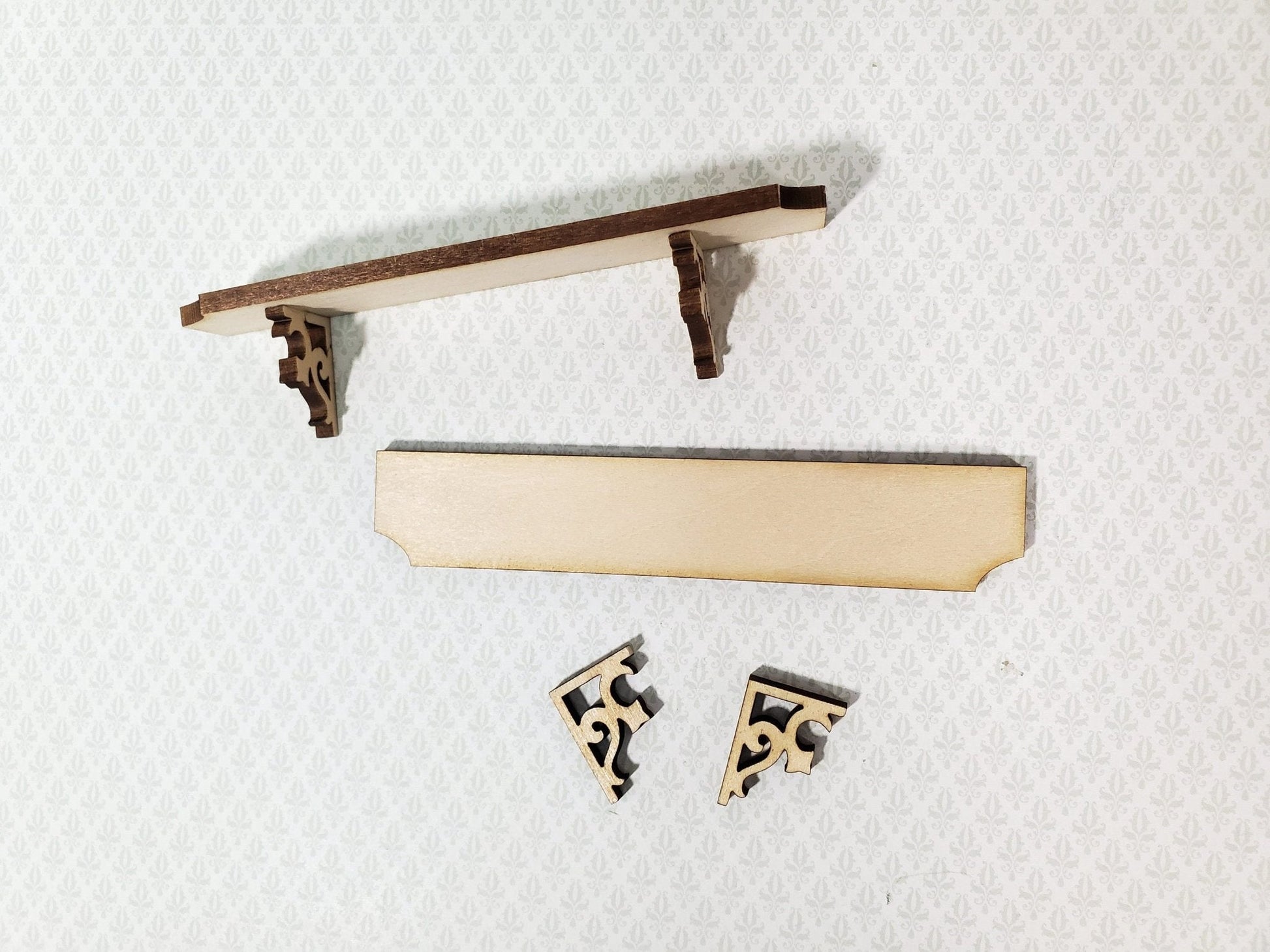 Dollhouse KIT Long Shelf 4" with Decorative Brackets 1:12 Scale Miniature DIY - Miniature Crush