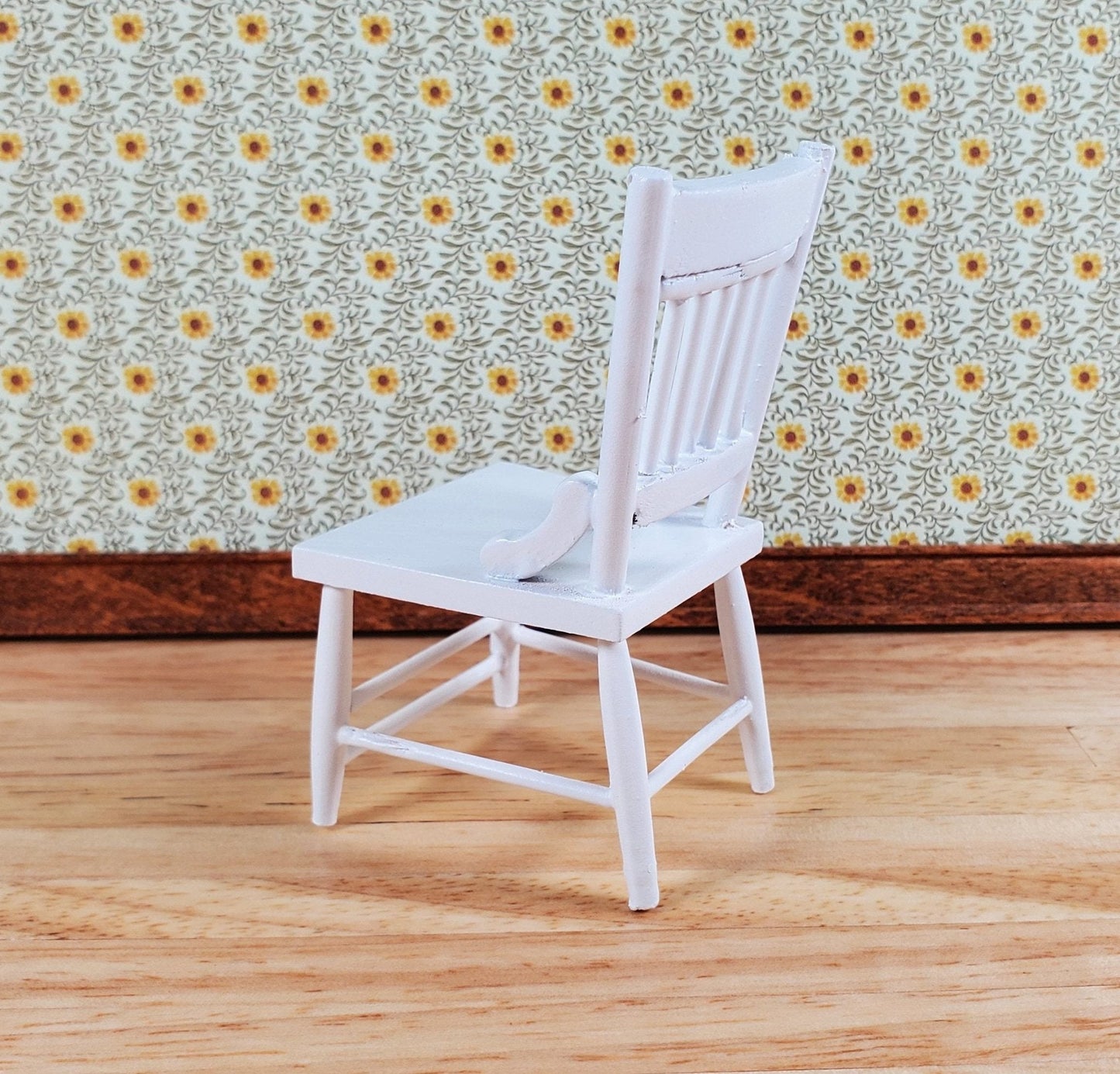 Dollhouse Kitchen Chair White Wood 1:12 Scale Miniature Furniture - Miniature Crush